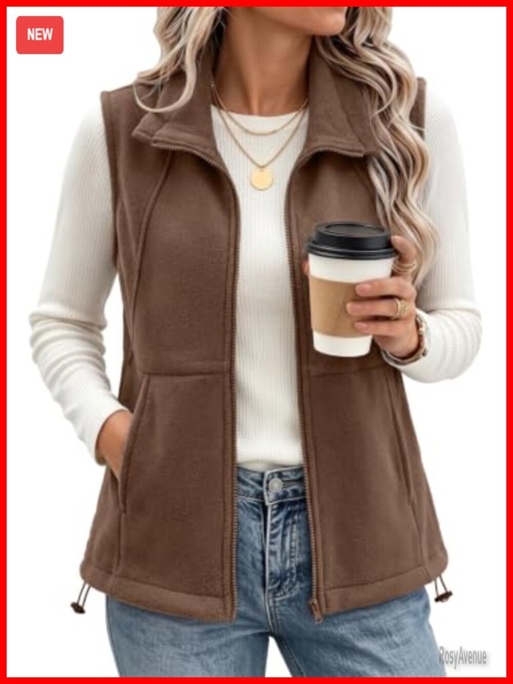 Fleece Vest Sleeveless Zip Jacket with Pockets Lightweight Layer